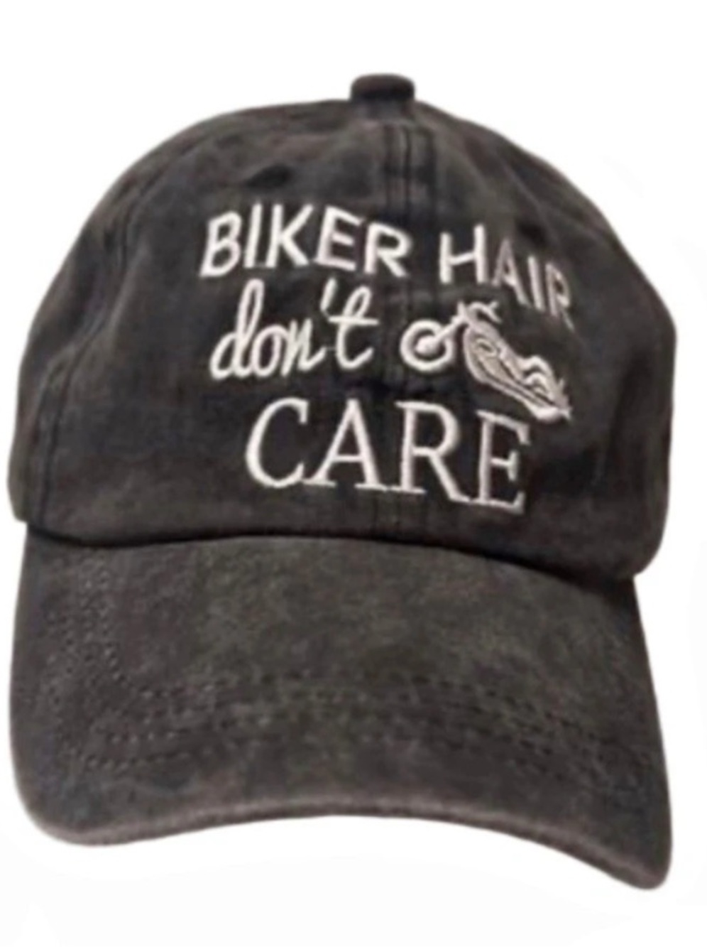 Biker Hair Don't Care Embroidered Hat